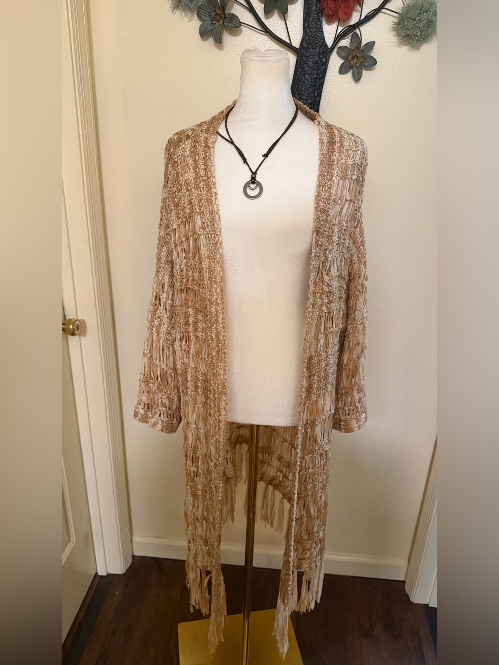 Vintage Open-Front Fringe Cardigan Free People Vibes